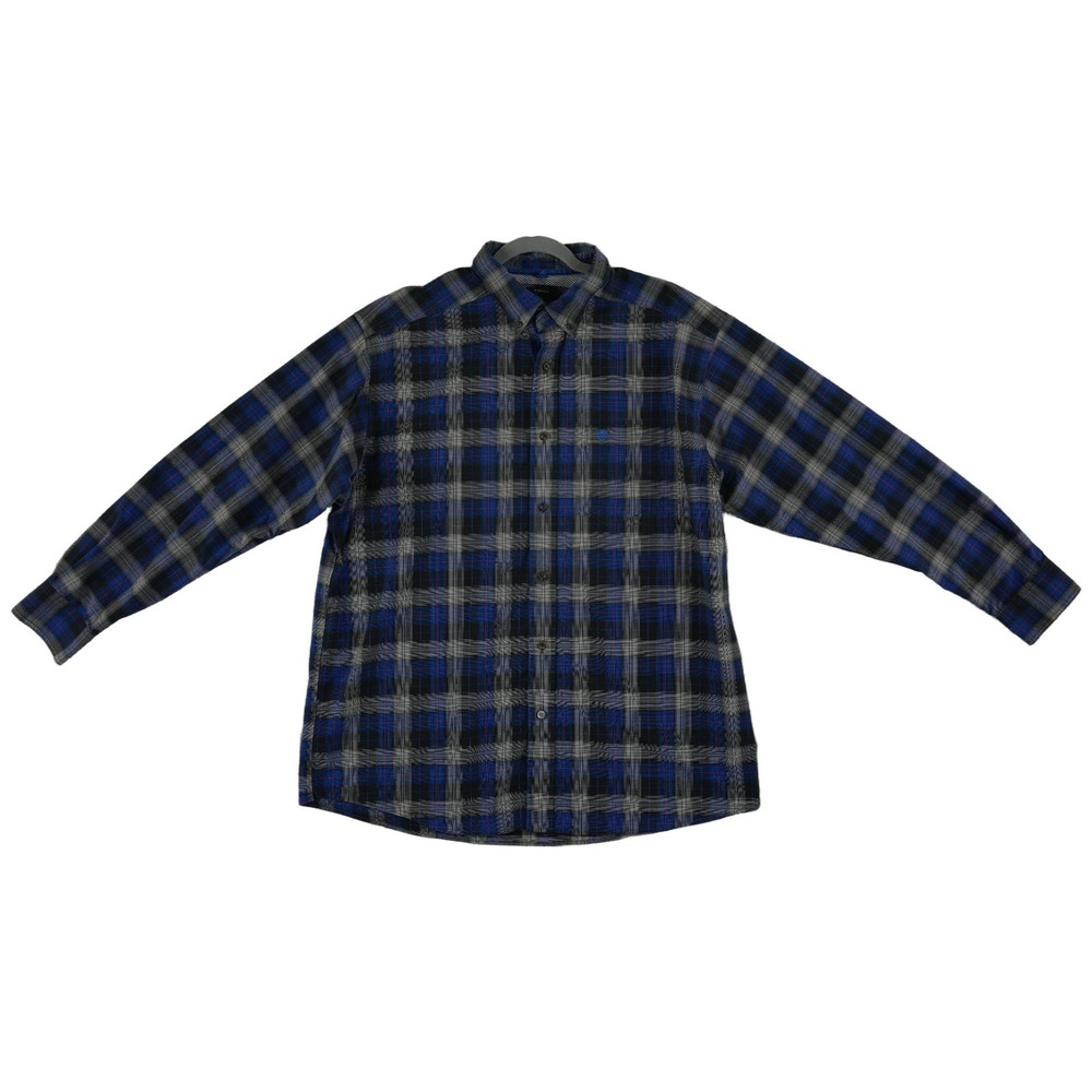 Ariat Pro Series Blue Black Plaid Button Down Shirt Mens Size XL Stretch Utility